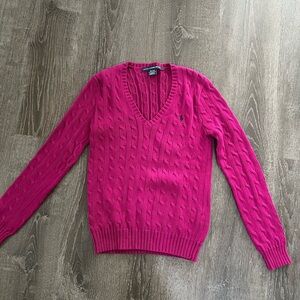 Women's Pink Cable Knit Sweater Ralph Lauren Polo